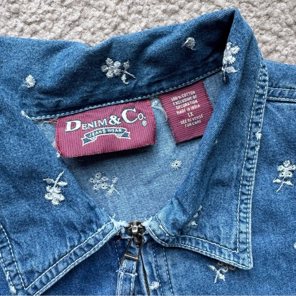 Denim & Co Floral Stitching Shirt - Picture 3 of 5